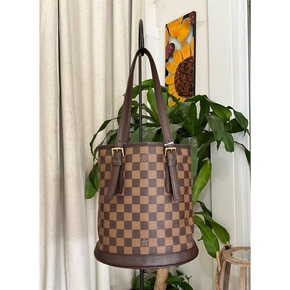 Shop for Louis Vuitton Damier Ebene Canvas Leather Bucket Marais PM Bag -  Shipped from USA